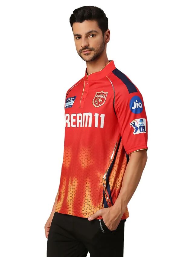 Punjab Kings Men Red Printed Half Sleeves Jersey IPL, T20 | Swadesiicart