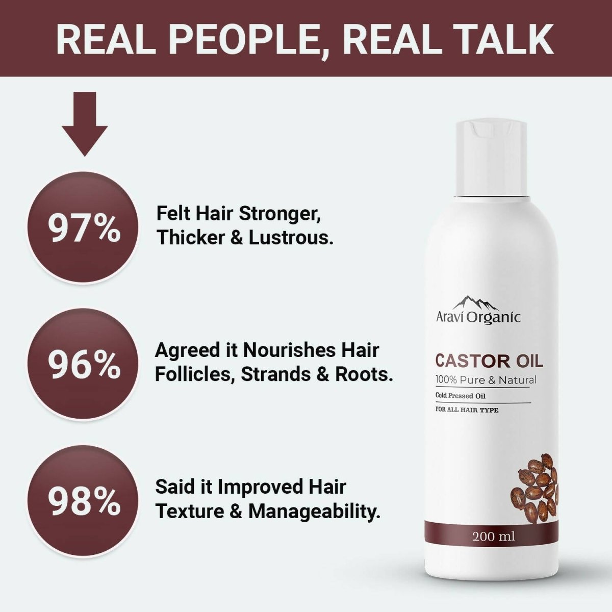 Aravi Organic 100% Pure Cold Pressed Castor Carrier Oil | Swadesiicart