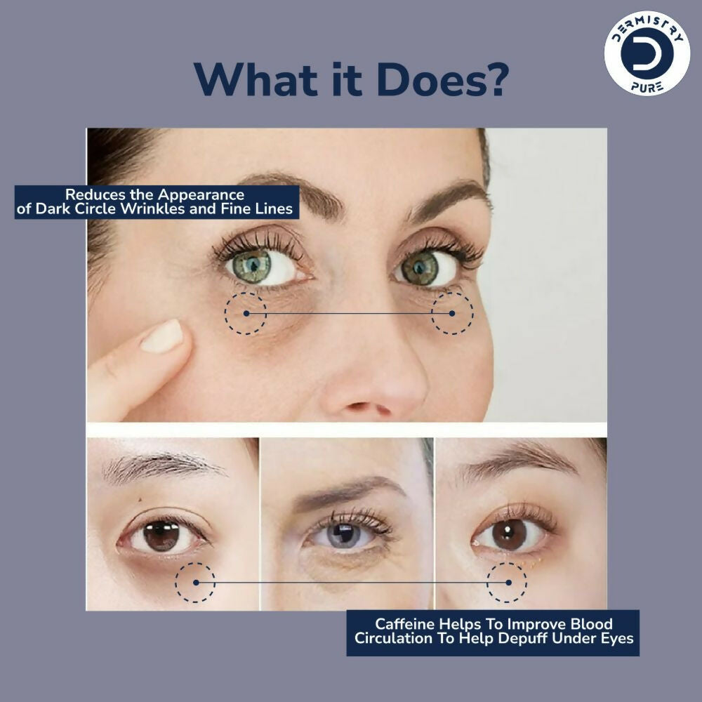 Dermistry Pure 0.6% Retinol 5% Caffeine Under Eye Serum Puffiness Fine Line Wrinkles Puffy Dark Eyes - Swadesiicart