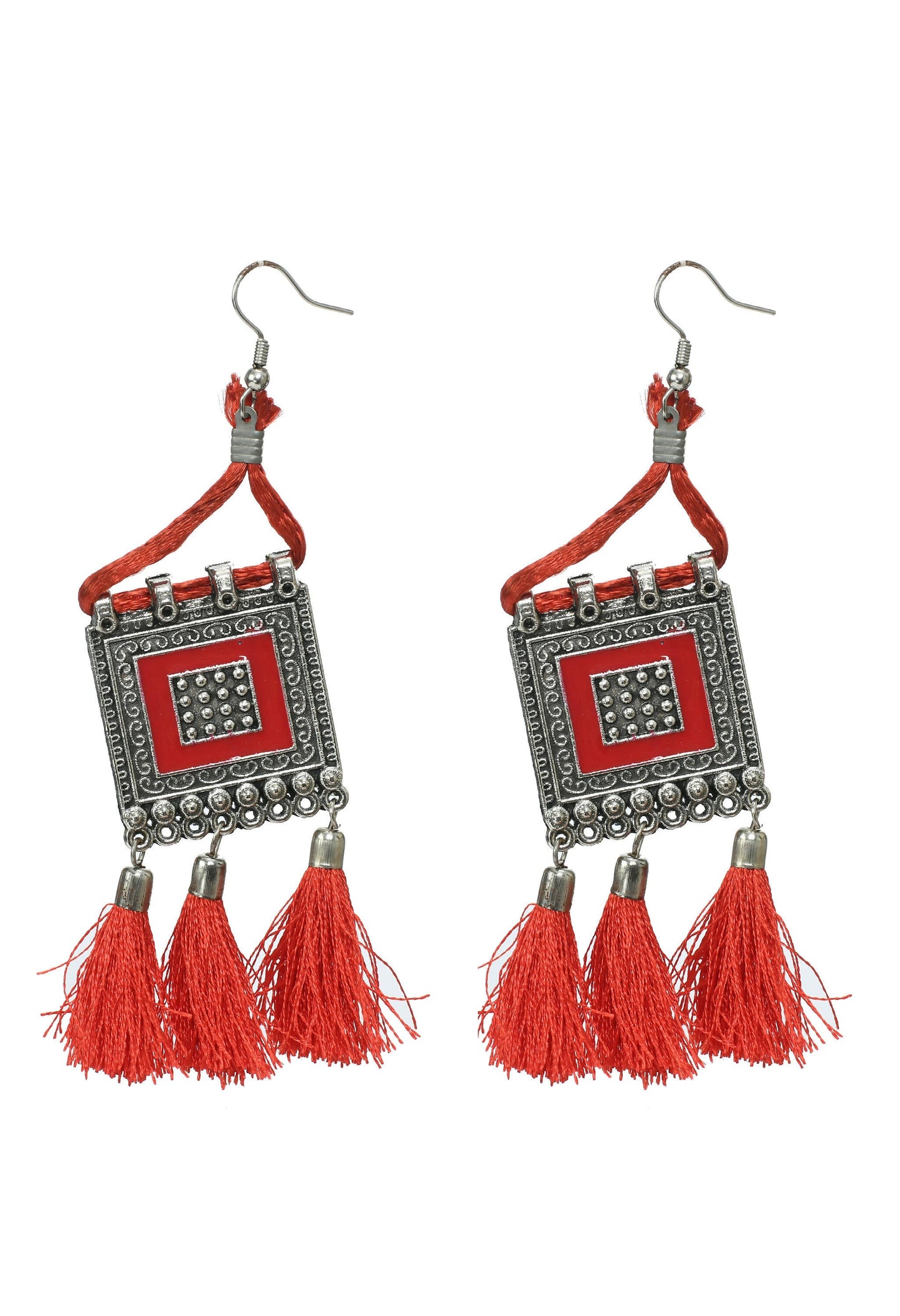 Mominos Fashion Johar Kamal Oxidised Silver-Plated Brass Finish Tassel Work Handicraft Choker For Women (Multi) | Swadesiicart