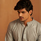 Grey viscose Chikankari Embroidery Work Men's Traditional Kurta Set - Mahotsav | Swadesiicart