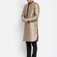 Even Apparels Beige Art Silk Men's Kurta With Contrast Collar And Placket | Swadesiicart