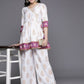 Ahalyaa Women's Traditional Wear Co-ods - White - Swadesiicart