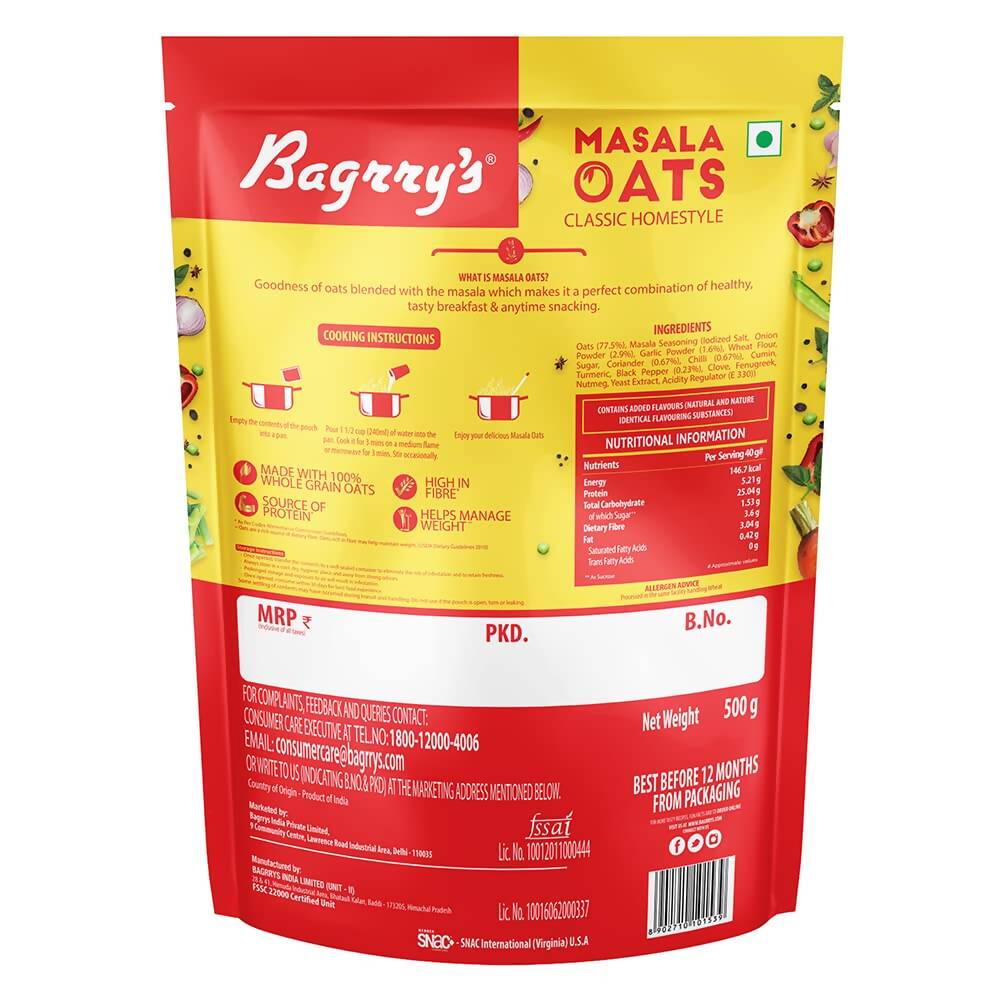 Bagrry's Masala Oats Classic Homestyle - Swadesiicart