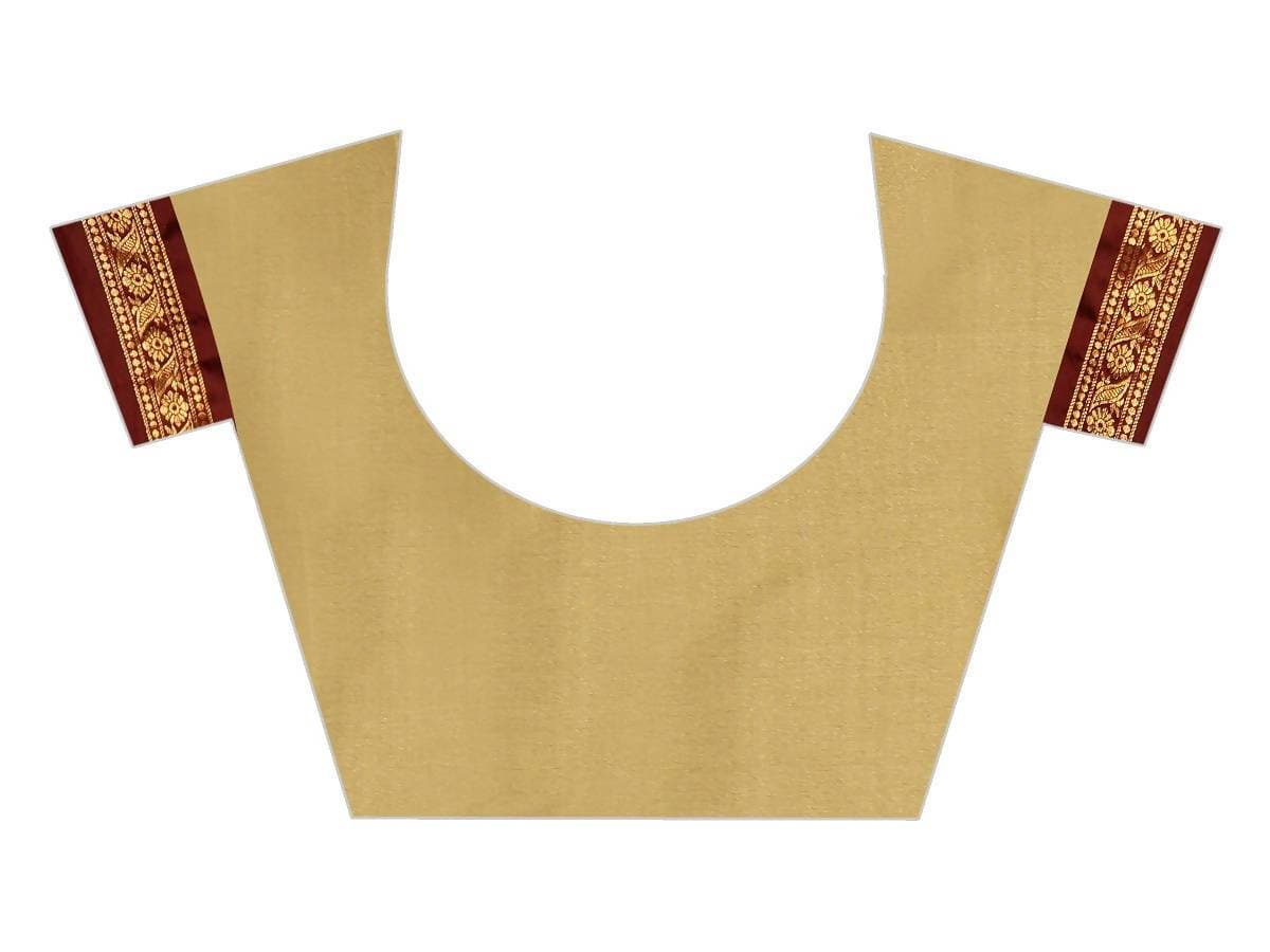 Vamika Banarasi Silk Cream Weaving Saree | Swadesiicart
