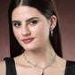 NVR Women's Silver-Plated Green American Diamond Studded Jewellery Set - Swadesiicart