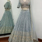 Jyoti Fashion Mesmerizing Grey Faux Georgette 3MM Sequins with Thread & Jari Embroidery Lehenga Choli with Dupatta | Swadesiicart
