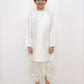 Lil Drama Genda Phool White Kurta and Dhoti with Mustard Jacket Set for Boys | Swadesiicart