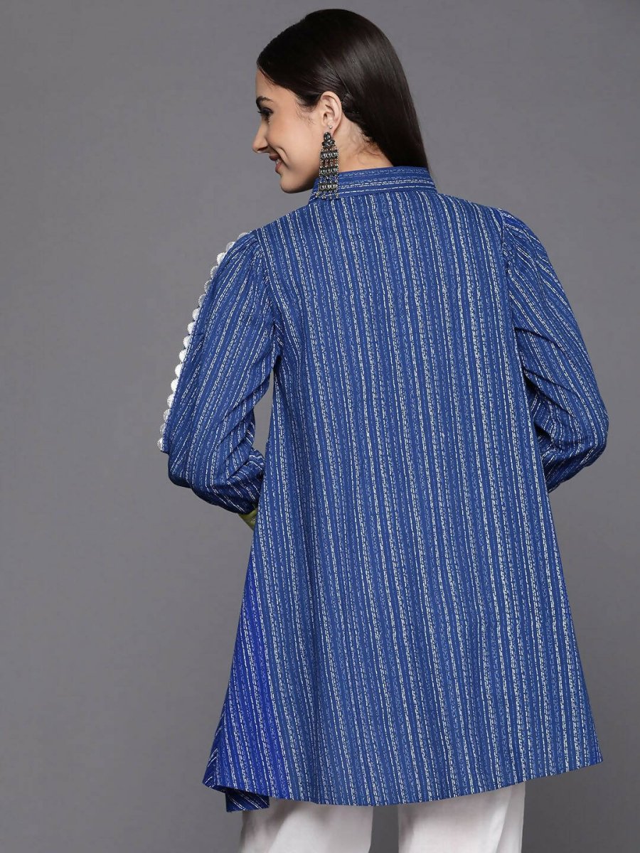 Ahalyaa Women Blue Cotton Printed Tunic | Swadesiicart