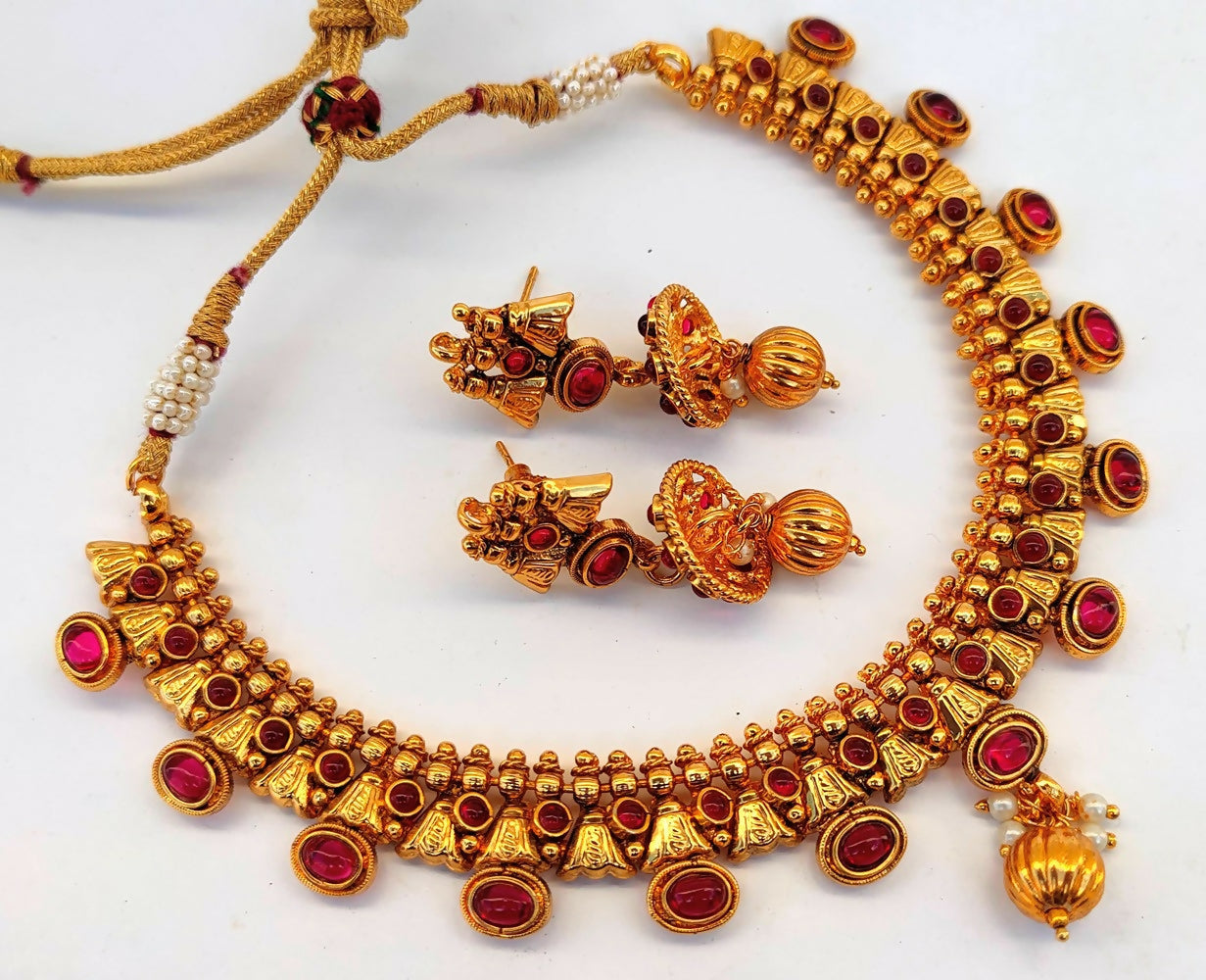 Kemp Antique Pink Necklace Set - Mokshi Collections