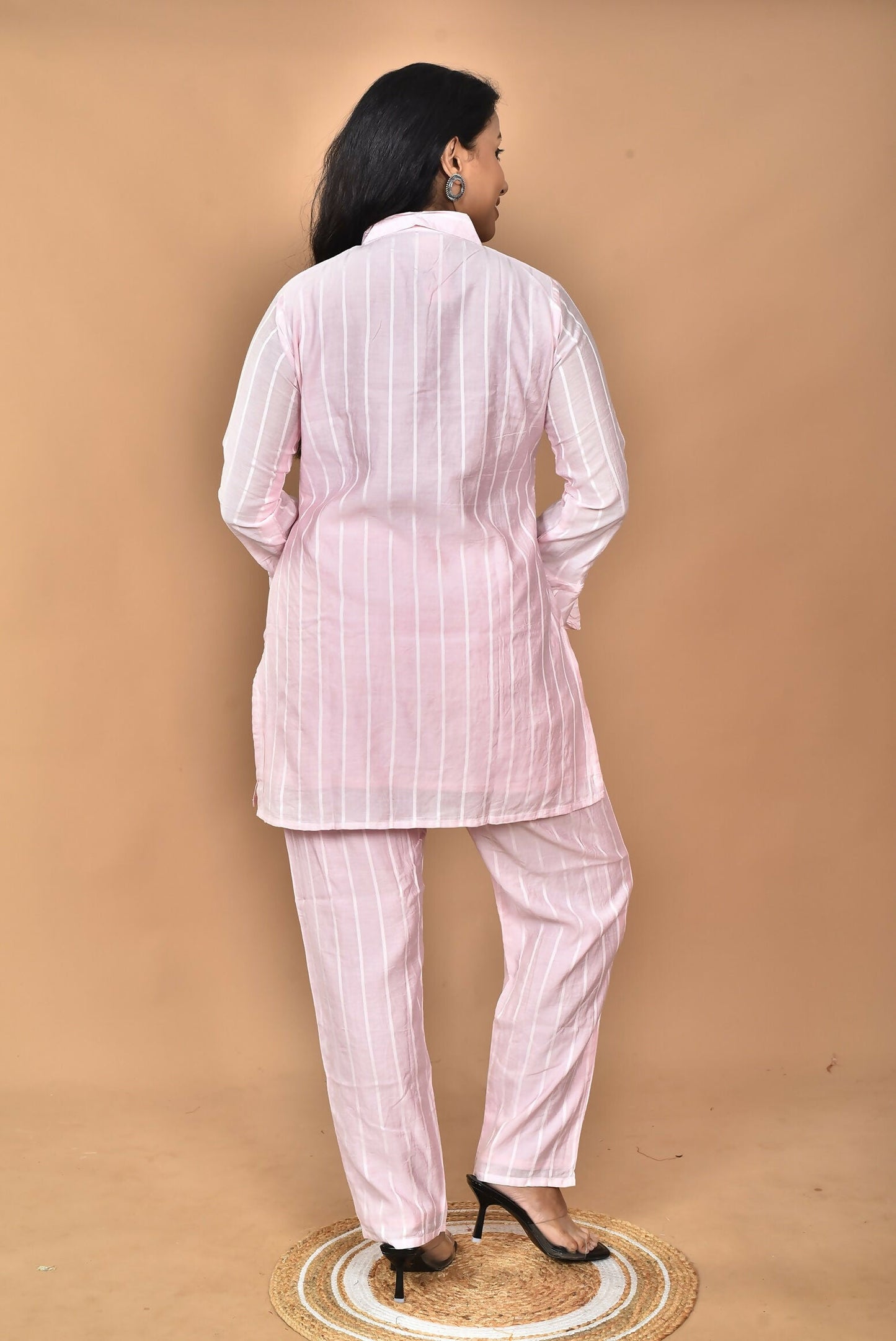 Morchari Women And Hand Embroidery Co-Ords-Pink - Swadesiicart