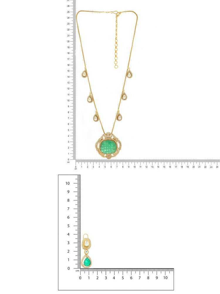 Natural Stones Antique Finish Earrings and Necklace set - Ruby Raang | Swadesiicart