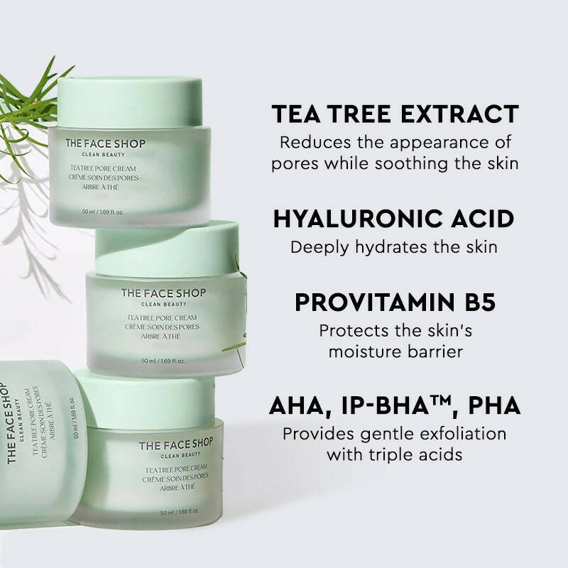 The Face Shop Tea Tree Pore Cream For Oily & Acne Prone Skin - Korean Skincare | Swadesiicart