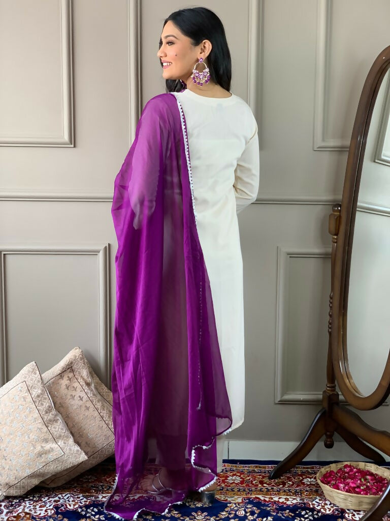 Partywear Designer Ryon Slub Black Stitched Suit With Dupatta - Tanisha | Swadesiicart