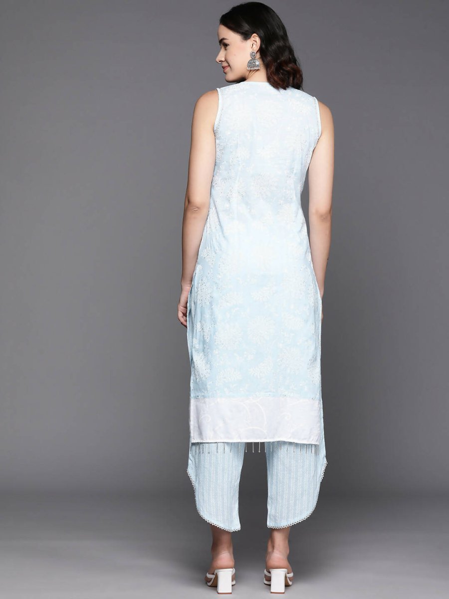 Ahalyaa Women's Traditional Wea Kurta Set - Aqua | Swadesiicart