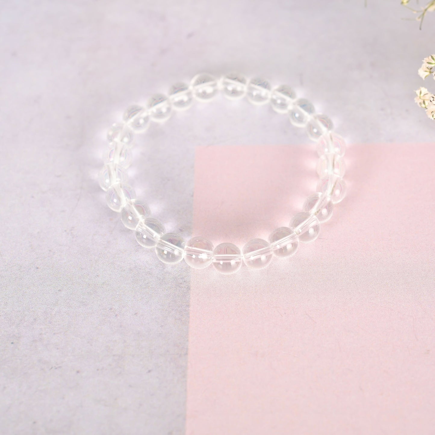 NVR Men & Women Transparent Beaded Elasticated Bracelet - Swadesiicart