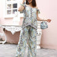 Blue Rayon Paisley Printed Top with Matching Bottom - Eesha - Swadesiicart