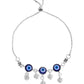 VOJ Set Of 2 Silver Plated Evil Eye Handcrafted Anklets - Swadesiicart