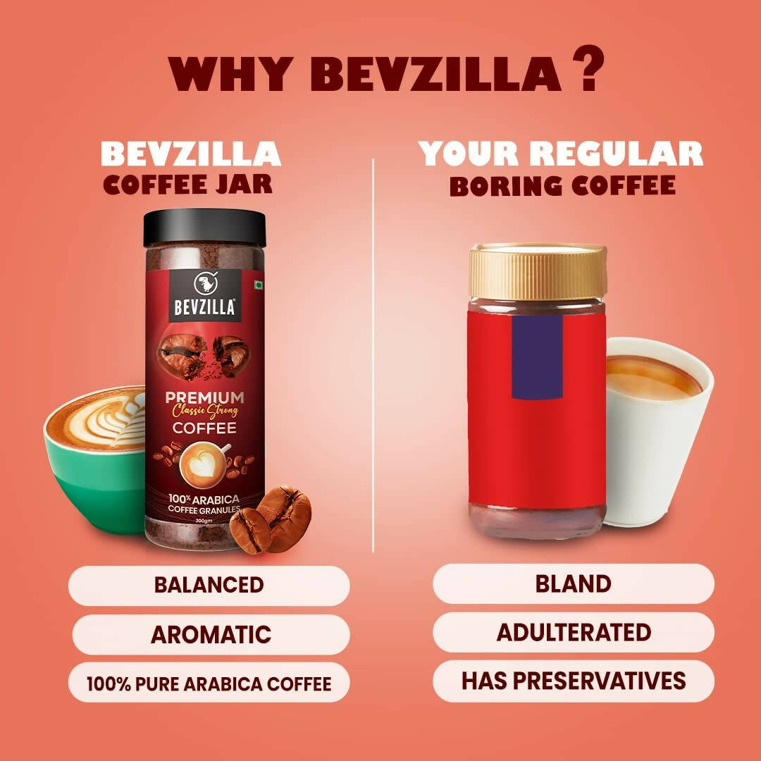 Bevzilla 100% Arabica Instant Classic Strong Coffee Powder | Swadesiicart