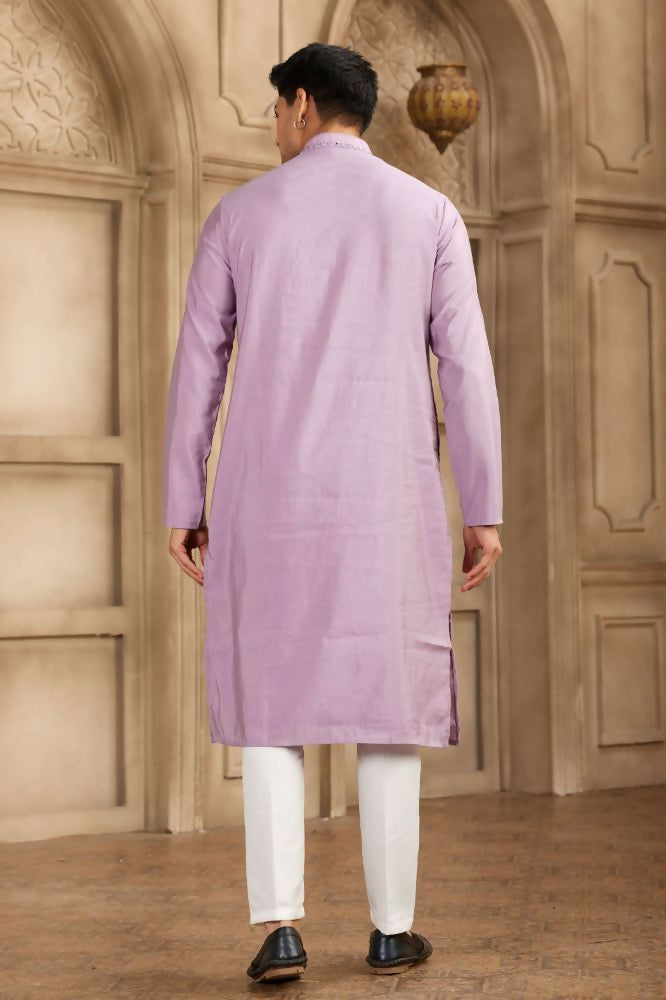 Raivat Ethnic Banarasi Art Silk Mirror Work Kurta Pajama In Purple Colour | Swadesiicart