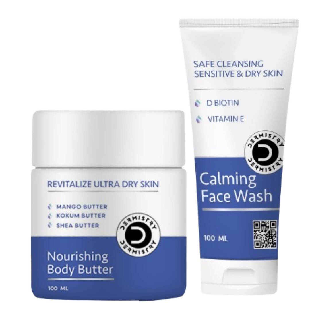 Dermistry Sensitive & Dry Skin Body Butter Lotion & Safe Calming Face Wash - Swadesiicart