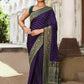 Joban Fashion Purple Crepe Chiffon Pure Handloom Banarasi Silk Saree | Swadesiicart