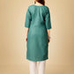 Jyoti Fashion Women's Teal Cotton Blend Embroidered Kurta Pant Set | Swadesiicart