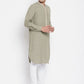 Even Apparels Green Pure Cotton Men's Kurta With Contrast Collar And Placket | Swadesiicart