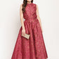 Ahalyaa Women Burgundy Floral Printed Regular Top with Palazzos | Swadesiicart