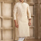Raivat Ethnic Banarasi Art Silk Mirror Work Kurta Pajama In Beige Colour | Swadesiicart