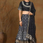 Juniper Women Black Shantoon Embroidered Flared Lehenga Choli Sets | Swadesiicart