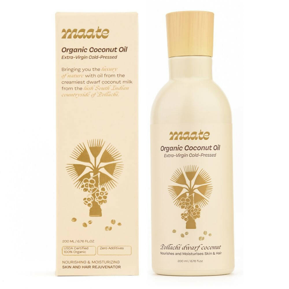 Maate Organic Coconut Oil | Extra Virgin Cold Pressed For Baby Body Massage & Hair Care Oil - Swadesiicart