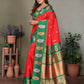 Joban Fashion Banarasi Red Butti Soft Silk Saree | Swadesiicart