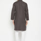 Even Apparels Brown Color Pure Cotton Long Men's Kurta With Band Collar | Swadesiicart