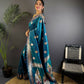 Joban Fashion Banarasi Sea Blue Woven Soft Silk Saree | Swadesiicart