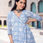 Aayaa Pure Muslin printed Kurti & Pant - Sky blue