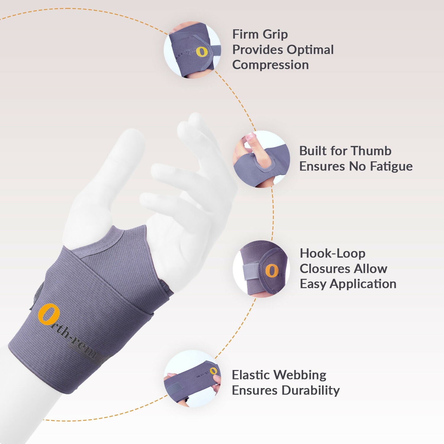 Orth-rem Wrist Support Brace with Thumb Loop Strap | Swadesiicart