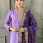 Partywear Designer Viscose Silk Blend Purple Stitched Suit With Dupatta - Tanisha | Swadesiicart