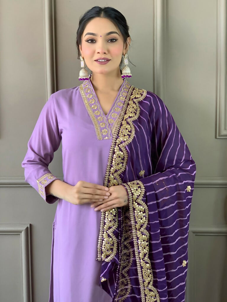 Partywear Designer Viscose Silk Blend Purple Stitched Suit With Dupatta - Tanisha | Swadesiicart