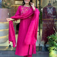 The52 Pink Women's Gorgeous Chanderi Fabric Embroidered Work Straight Kurta Pant and Dupatta Set - Swadesiicart