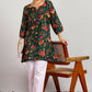 Aavyora Women's Green Floral Printed Flared Tunic