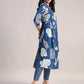 Aavyora Women's Blue Floral Printed Cotton Kurta with Trouser - Swadesiicart
