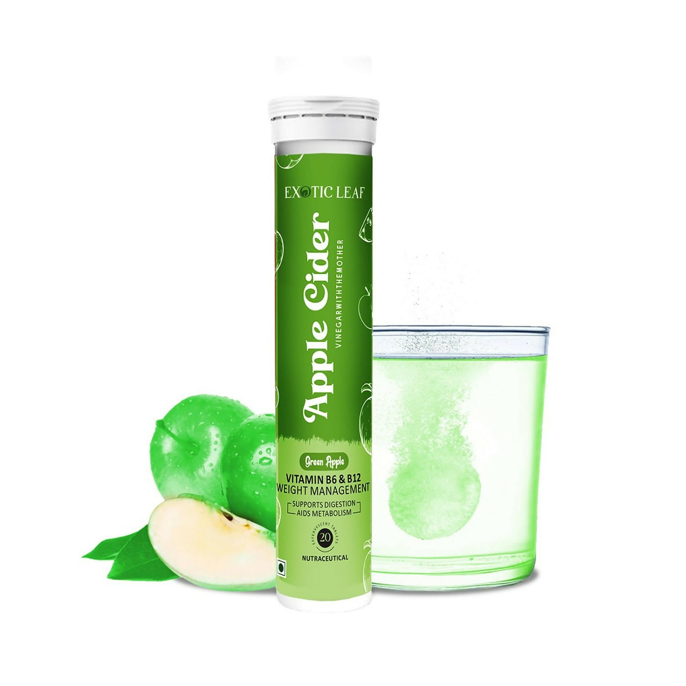 Exotic Leaf Green Apple Cider Vinegar Tablets - Swadesiicart