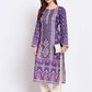 Myshka Women's Purple Printed Pashmeena Full Sleeve Round Neck Casual Kurta