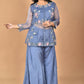 Morchari Women And Hand Embroidery Palazzo Set-Grey - Swadesiicart