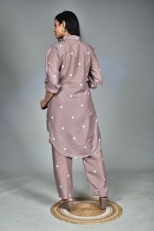 Morchari Digital Print Semi Muslin Co-Ord Set Top & Trouser-Multicolor - Swadesiicart