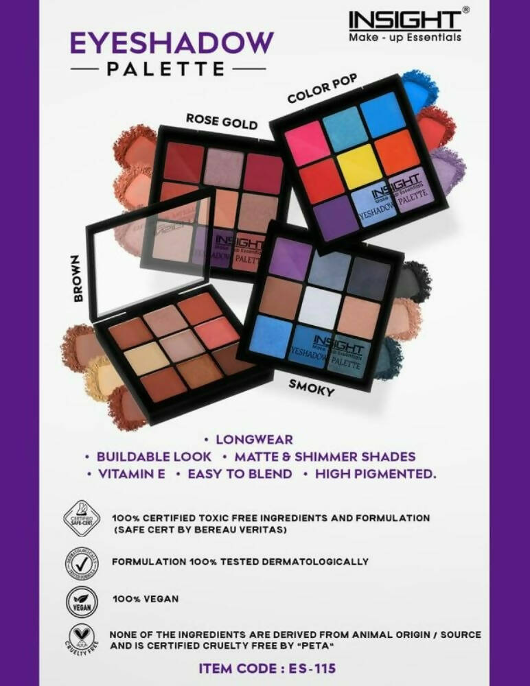 Insight Cosmetics 9 Color Eyeshadow Pallate - Color Pop - Swadesiicart
