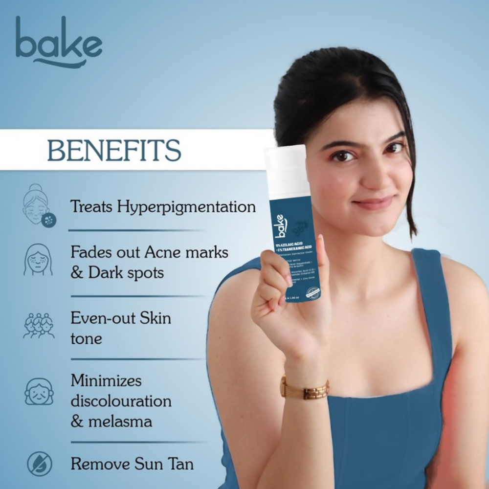 Bake 10% Azelaic Acid + 5% Tranexamic Acid Pigmentation Corrector Cream | Swadesiicart