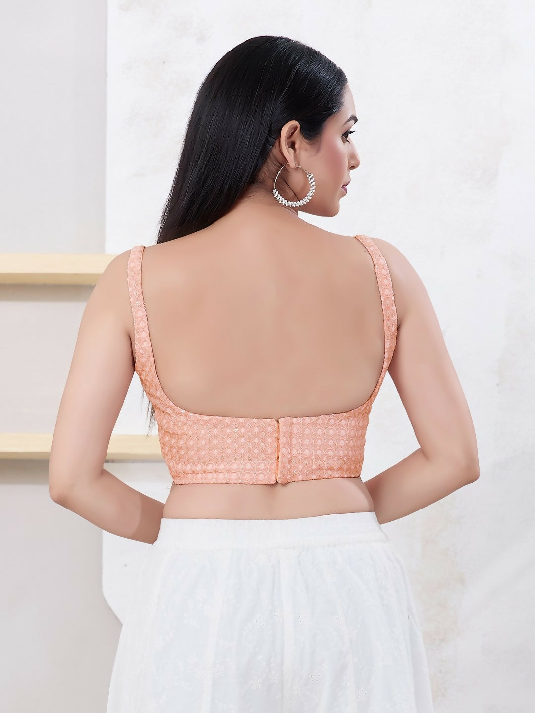 Joban Fashion Baby-Pink Shift Sleeveless Back Open Blouse - Swadesiicart