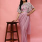 Pink Chiffon Solid Ready to wear Saree with stitched Blouse - Aayan | Swadesiicart